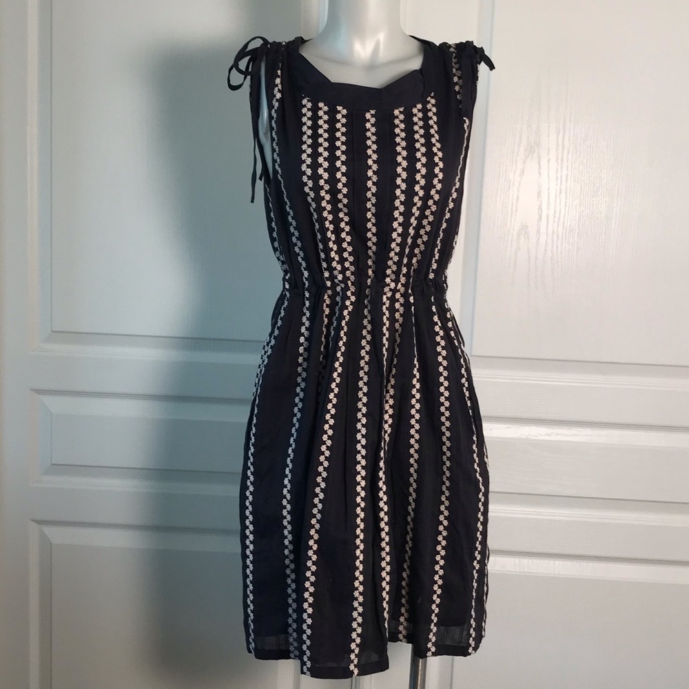 MARC JACOBS BLUE DRAWSTRING EMBROIDERED DRESS